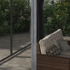 Outsunny 12' x 19' Aluminum Pergola with Adjustable Louvered, Outdoor Pergola with Curtains and Netting, Dark Gray 84C-509V00CG