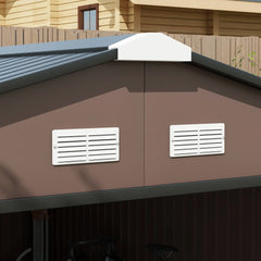 Outsunny Garden Metal Shed, Storage Shed Utility Storage with Double Locking Doors for Bike, Yard Tools, Brown 845-031V01BN