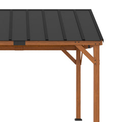 Outsunny 11' x 12' Hardtop Gazebo with Wooden Frame and Waterproof Asphalt Roof, Permanent Pavilion Gazebo Canopy, for Garden, Patio, Backyard, Deck, Porch, Brown 84C-363V00BN