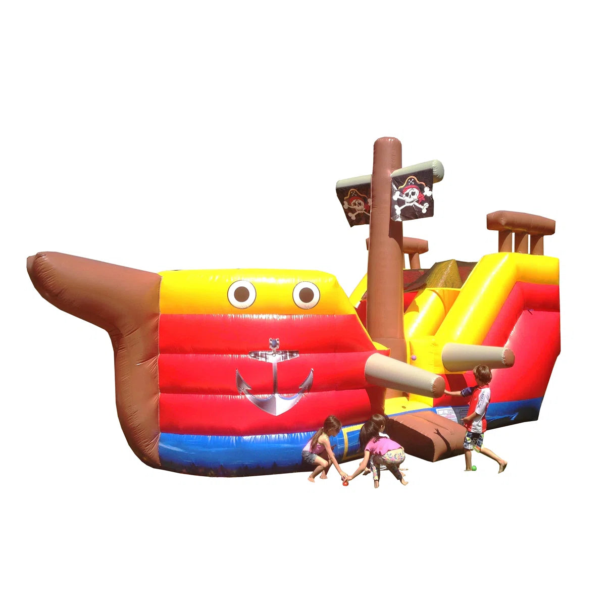 JumpOrange 15 FT Pirate Ship Inflatable Playset Water Slide Bounce House for Kids (with Blower) JPOG1059