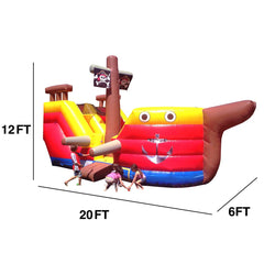 JumpOrange 15 FT Pirate Ship Inflatable Playset Water Slide Bounce House for Kids (with Blower) JPOG1059
