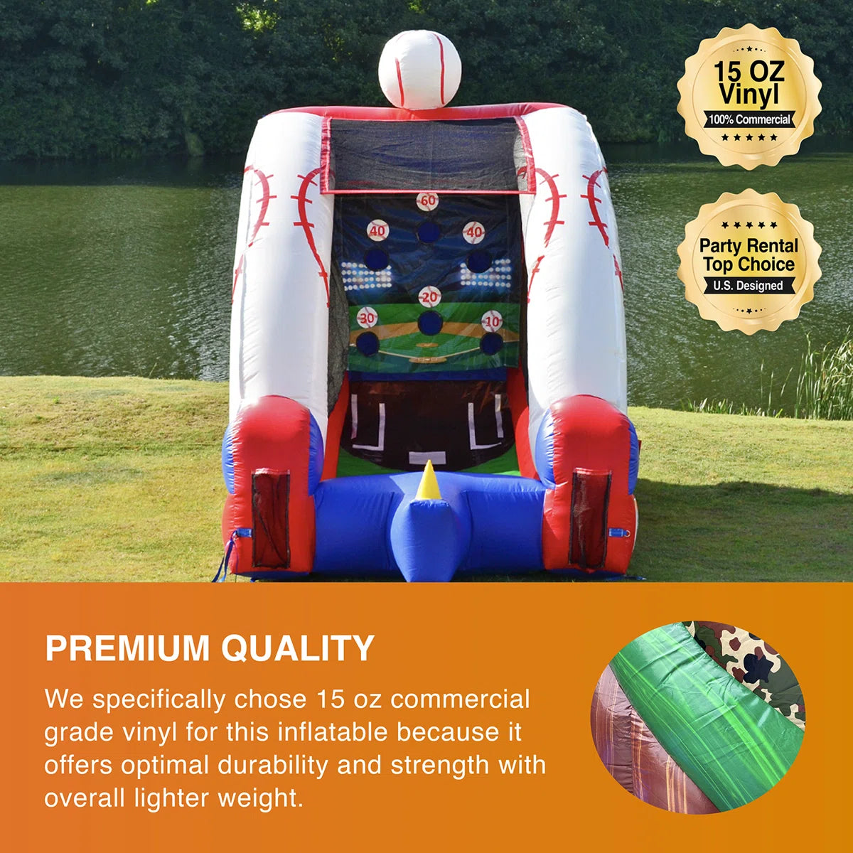 JumpOrange Baseball Target Game Inflatable for Kids and Adults (with Blower and Foam Bat) JPOG1087