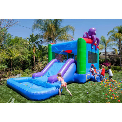 JumpOrange Octopus Commercial Grade Bounce House Water Slide with Pool for Kids (with Blower) JPOG1060