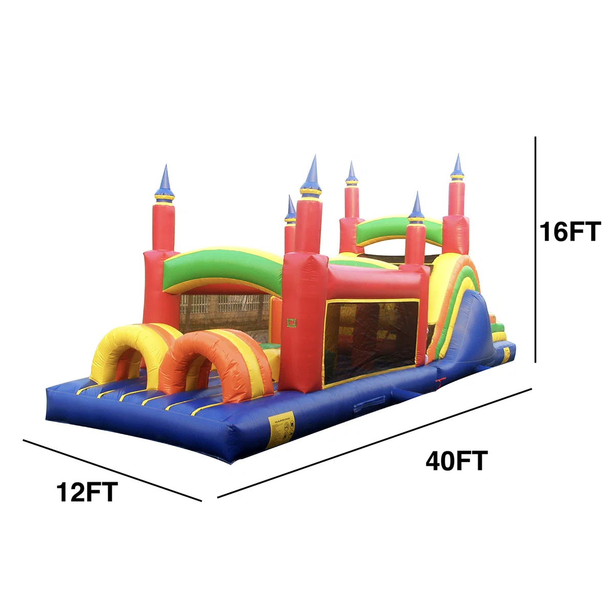 JumpOrange Rainbow 40' x 12' Inflatable Obstacle Course with Slide and Air Blower JPOG1031