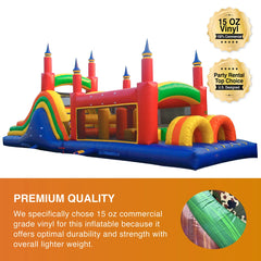 JumpOrange Rainbow 40' x 12' Inflatable Obstacle Course with Slide and Air Blower JPOG1031
