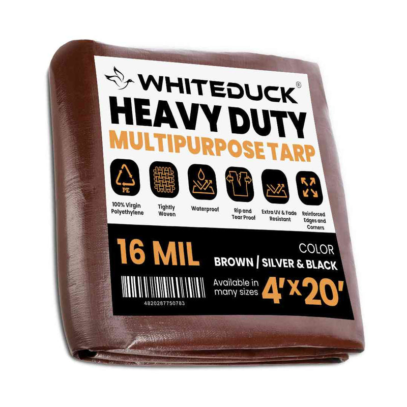 White Duck Outdoors Super Heavy Duty Poly Tarp Cover Thick 16 Mil, 8 oz